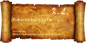 Kubinszky Lilla névjegykártya